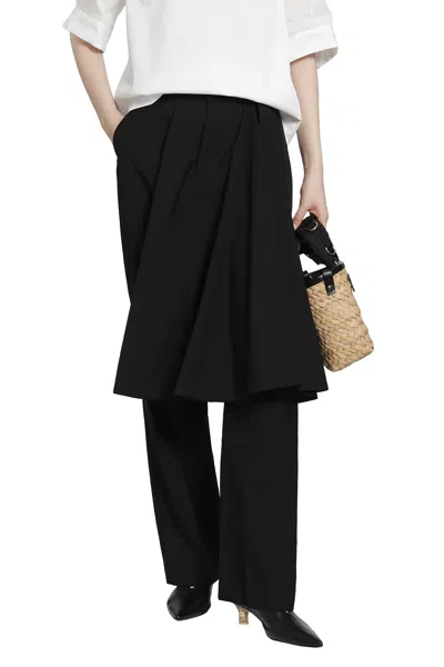 Sacai Pleated-overlay Trousers In Black