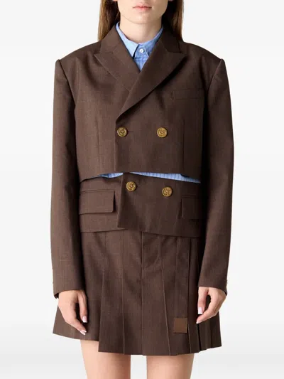 Sacai Suiting Poplin Jacket In Brown