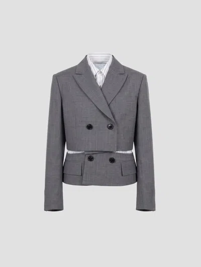 Sacai Suiting Poplin Jacket In Gray