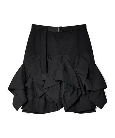 Sacai Suiting Poplin Skirt In Black