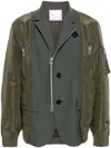 Sacai Suiting-style Panelled Jacket In Green