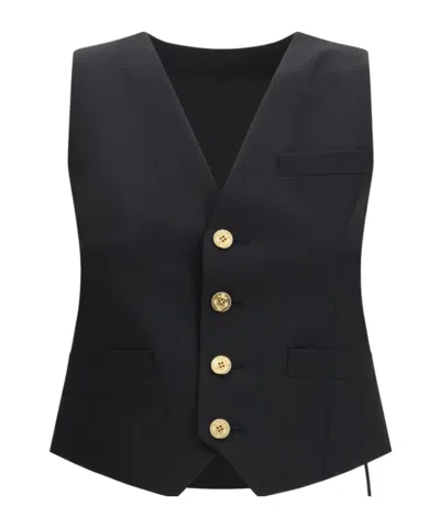 Sacai Suiting Twill Buttoned Blazer In Black