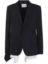 Sacai Women's Suiting X Cotton Poplin Jacket In Black