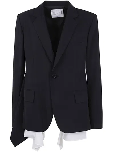 Sacai Suiting X Cotton Poplin Jacket Clothing In Black