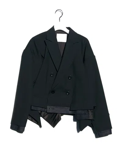 Sacai Suiting X Denim Jacket In Black