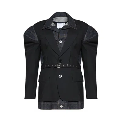 Pre-owned Sacai Suiting X Denim Jacket 'black/indigo' | Women's Size 1