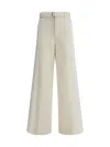 Sacai Wide Leg Denim Trousers With Button Detail