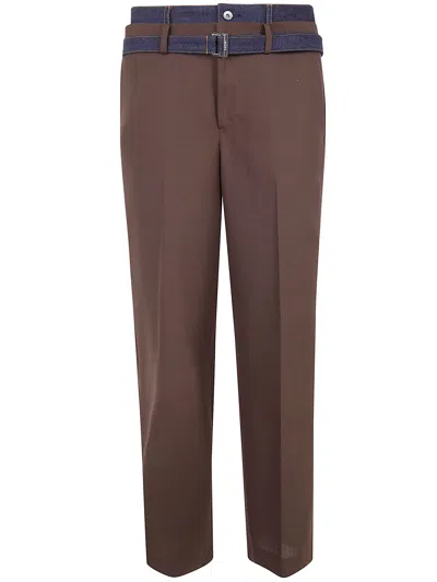 Sacai Suiting X Denim Pants In Brown