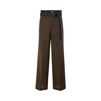 Pre-owned Sacai Suiting X Denim Pants 'brown/indigo' | Women's Size 1
