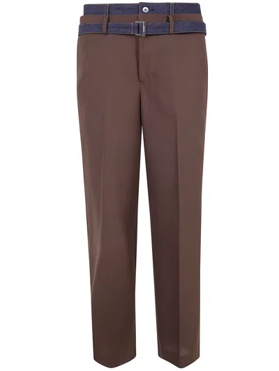 Sacai Suiting X Denim Pants In Brown