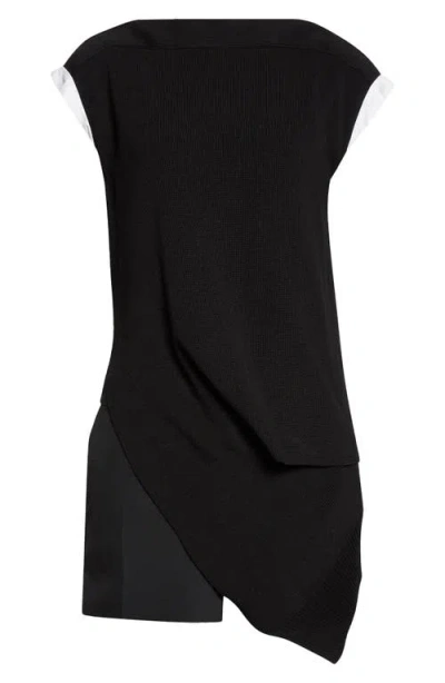 Sacai Suiting X Knit Dress In Black