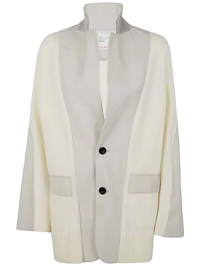 Sacai Suiting X Knit Jacket In Neutral