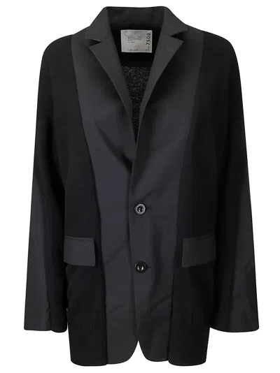 Sacai Suiting X Knit Jacket In Black