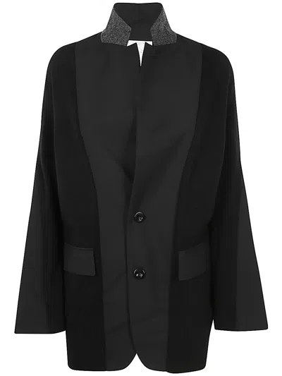 Sacai Suiting X Knit Jacket In Black