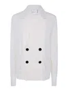 Sacai Double-breasted Jacket In Blanco