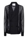 Sacai Semi-transparent Blazer Jacket In Negro