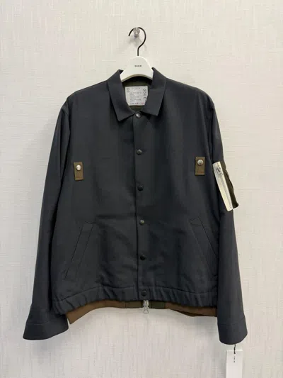 Sacai Suiting X Nylon Blouson In Black