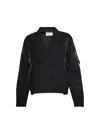 Sacai Hybrid Double-breasted Wool Blazer Bomber Jacket In Black