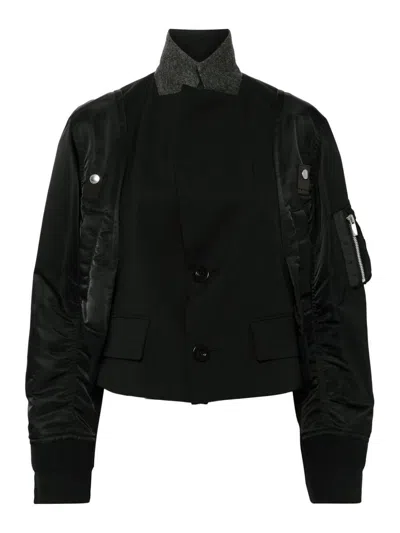 Sacai Women's Twill Jacket In Black
