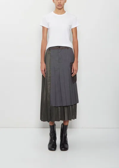 Sacai Suiting X Nylon Twill Skirt In Multi