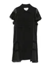 Sacai Suiting X Satin Dress In Black