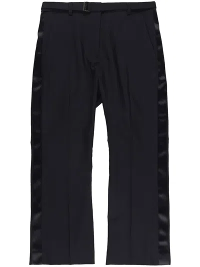 Sacai Suting Satin-panel Cropped Trousers In Black