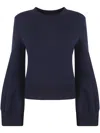 Sacai Sweater Long Sleeve "sponge Sweat Pullover" In Blue