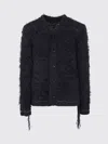 Sacai Furry Knit Cardigan In Blue