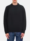 Sacai Wool Cotton Panel Sweatshirt In Schwarz