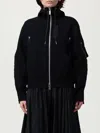 Sacai X Women's Sponge Sweat X Nylon Twill Zip Hoodie In Black