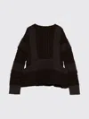 Sacai Wool Knit Round Neck Pullover In Brown
