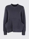Sacai Kangoroo-pocket Cotton Sweatshirt In Gray
