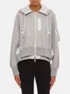 Sacai Sponge Sweat X Nylon Twill Hoodie In Grey