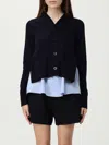 Sacai Cotton Cardigan With Mesh Inserts In Blue