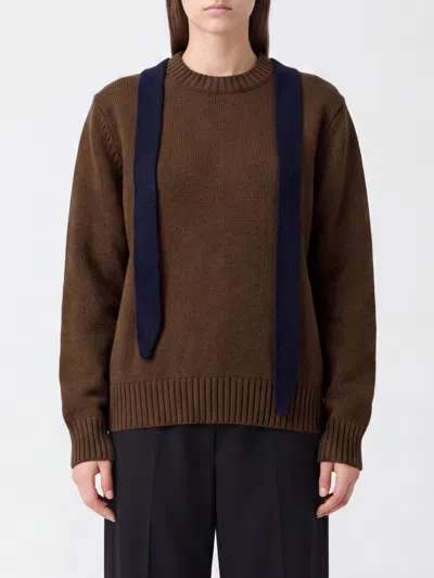 Sacai Scarf-detail Sweater In Brown