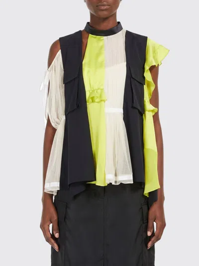 Sacai Sweater Woman Color Blue In Multi