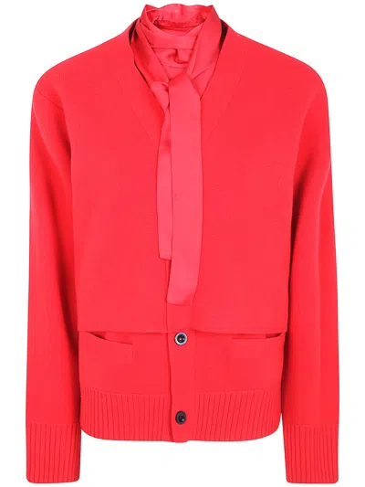 Sacai Sweater Wool Knit Cardigan In Red