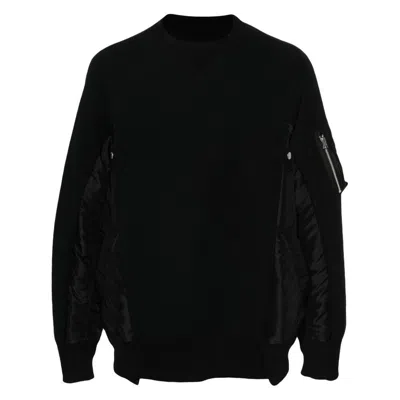 Sacai Layered Jersey Sweatshirt In Black