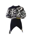 Sacai Patchwork Short-sleeve Sweater In Black Mix