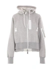 Sacai Sponge Sweat X Nylon Twill Hoodie In Gray+gray