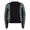 Sacai Navy And Green Cotton Sweatshirt In Khaki/navy