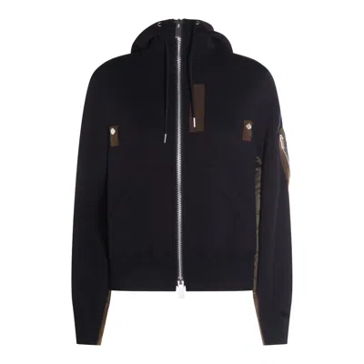 Sacai Sweaters Navy/khaki In Black