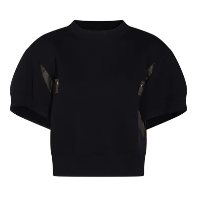 Sacai Panelled Short-sleeve Sweater In Black