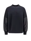 Sacai Twill X Sponge Sweat Pullover In Black