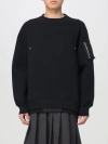 Sacai Cotton Crew Neck Sweater In Black