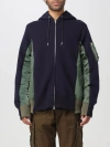 Sacai Sponge Sweat X Nylon Twill Hoodie In Blue