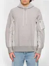 Sacai Light Grey Terry Sweatshirt In Grey