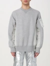 Sacai Knitted-panels Sweatshirt In Grey