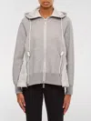 Sacai Sponge Sweat X Nylon Twill Hoodie In Grey
