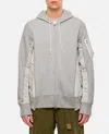 SACAI SWEATSHIRT WITH NYLON TWILL HOODIE